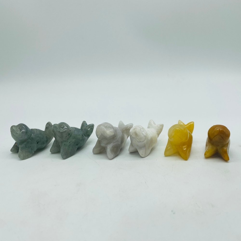 Sea Lion Carving Wholesale Yellow Agate & White Agate Labradorite -Wholesale Crystals