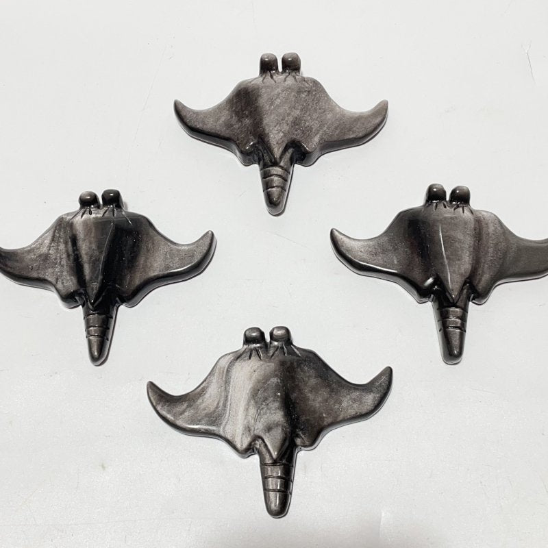 Silver Sheen Obsidian Manta Ray Carving Wholesale -Wholesale Crystals