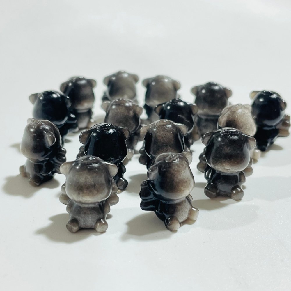Silver Sheen Obsidian Mini Angel Bear Carving Wholesale -Wholesale Crystals