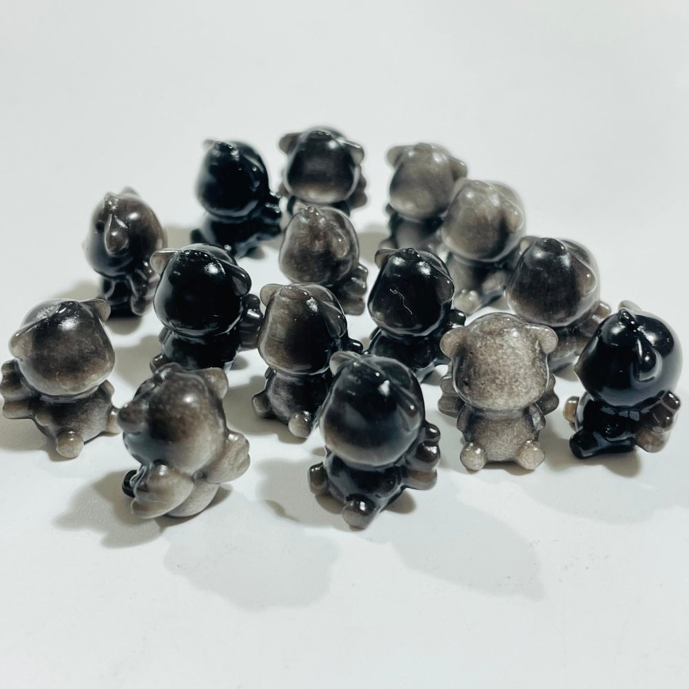 Silver Sheen Obsidian Mini Angel Bear Carving Wholesale -Wholesale Crystals