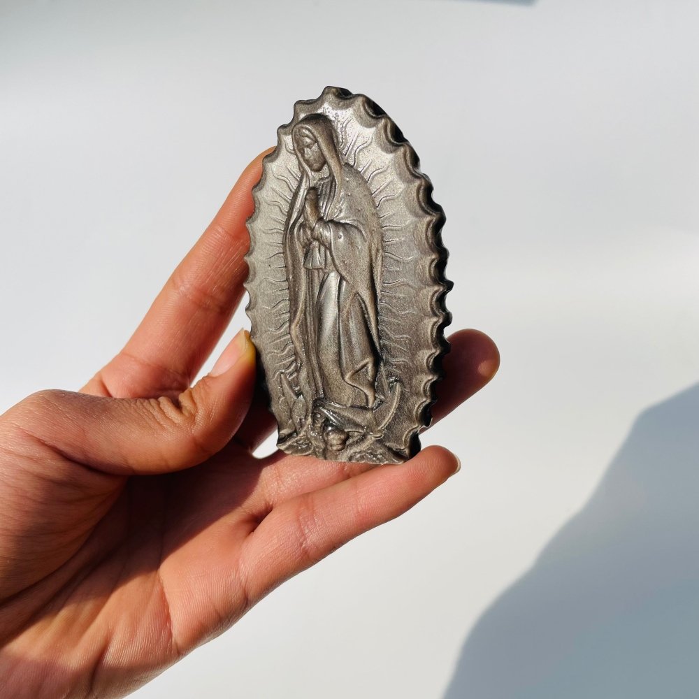 Silver Sheen Obsidian Virgin Mary Carving Wholesale -Wholesale Crystals