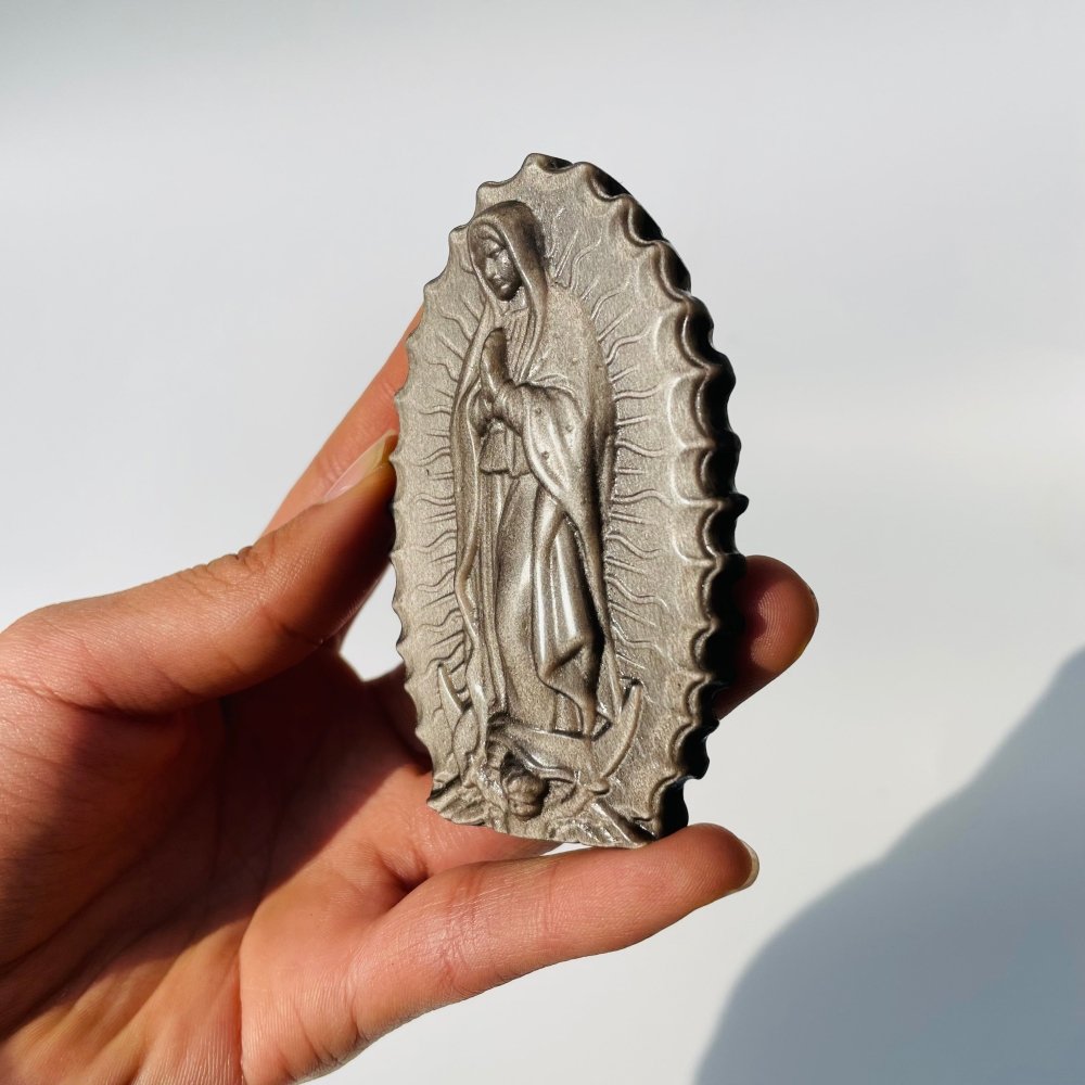 Silver Sheen Obsidian Virgin Mary Carving Wholesale -Wholesale Crystals