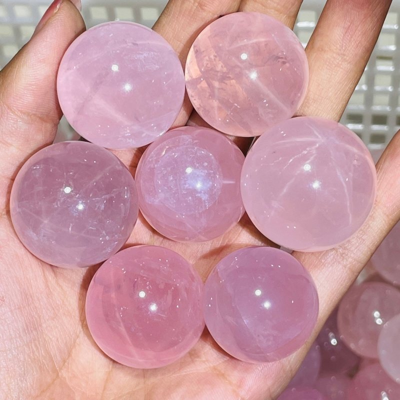 Six Star Line Rose Quartz Spheres Wholesale -Wholesale Crystals