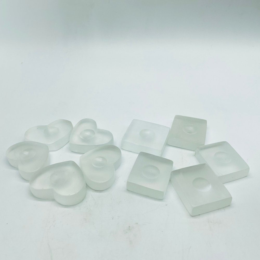 Small Square&Heart Selenite Sphere Stand Base Wholesale -Wholesale Crystals