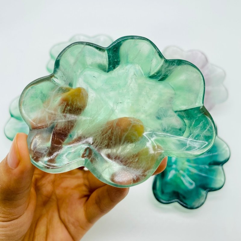 Transparent Fluorite Flower Beautiful Shallow Bowl Wholesale -Wholesale Crystals