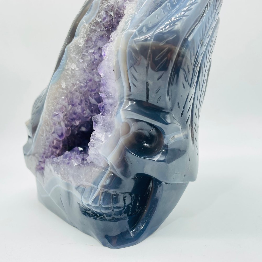 Unique Amethyst Agate Druzy Skull Carving -Wholesale Crystals