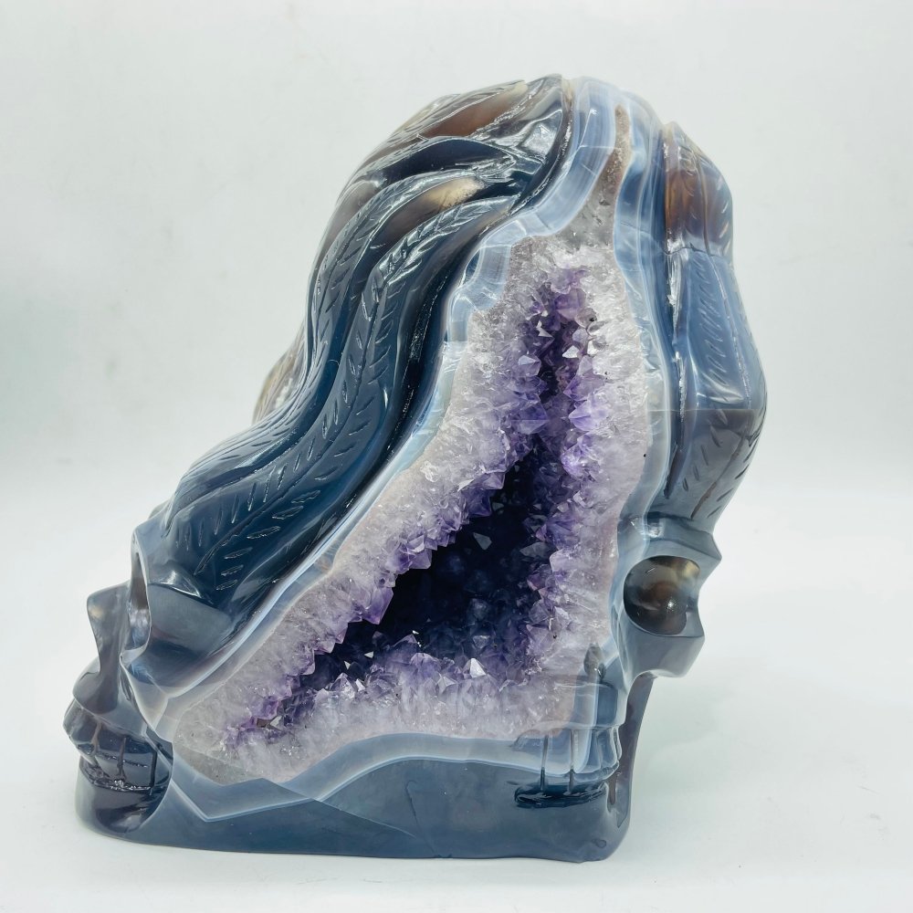 Unique Amethyst Agate Druzy Skull Carving -Wholesale Crystals