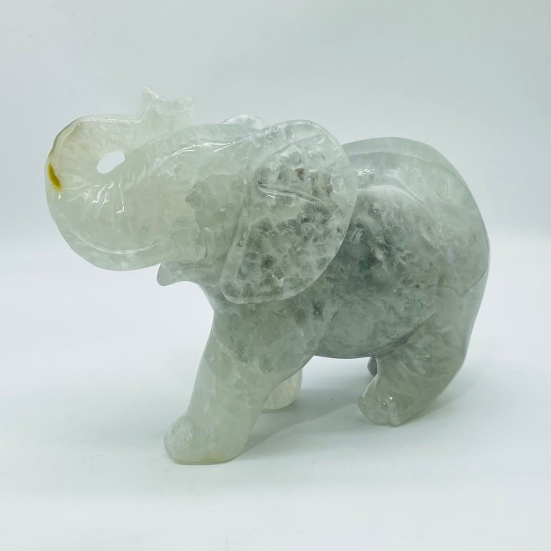 Unique Large Geode Agate Druzy Elephant Carving -Wholesale Crystals