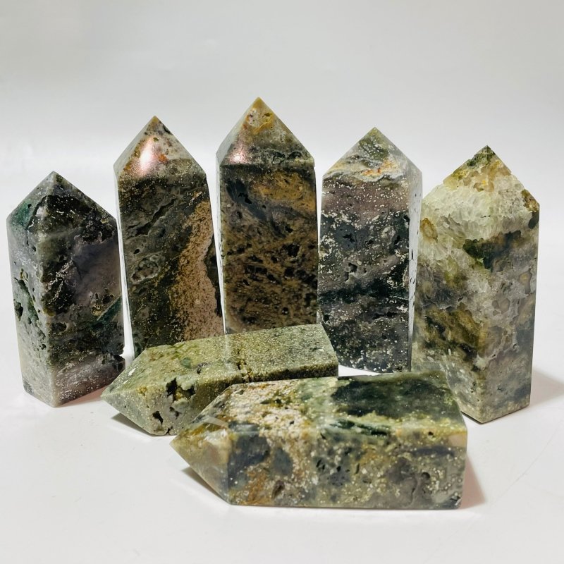 Vein Green Ocean Jasper Four-Sided Tower Points Wholesale -Wholesale Crystals
