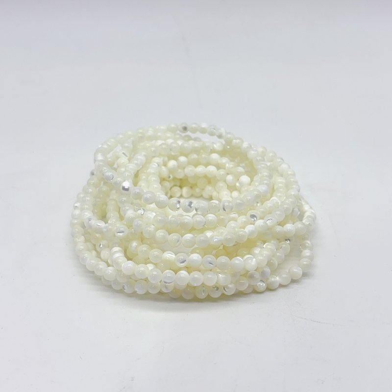 White Mother of Pearl Mop Shell Round Shells Bracelet Wholesale - Wholesale Crystals