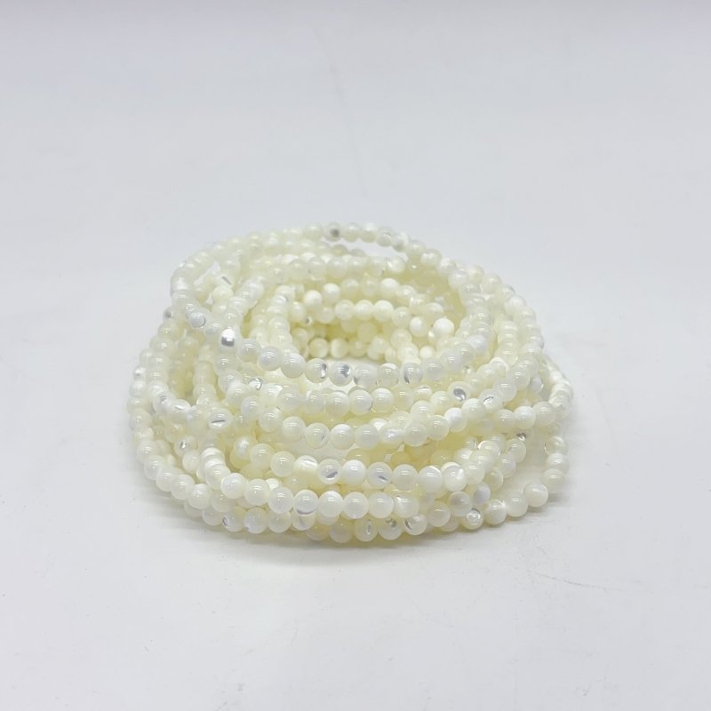 White Mother of Pearl Mop Shell Round Shells Bracelet Wholesale -Wholesale Crystals