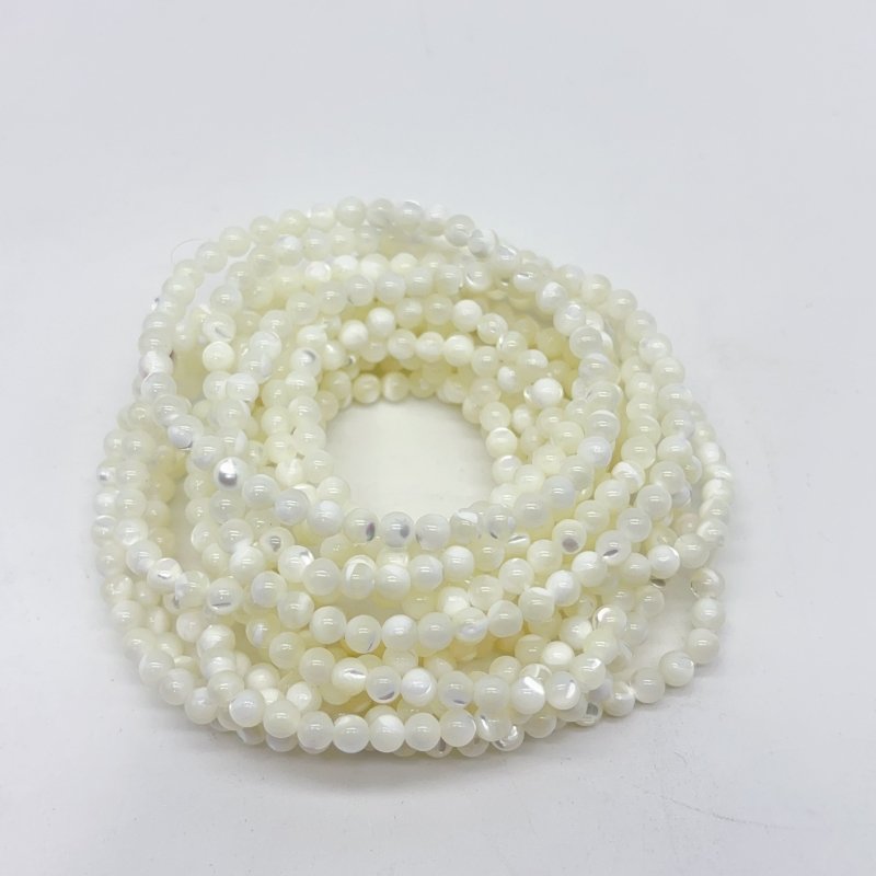 White Mother of Pearl Mop Shell Round Shells Bracelet Wholesale - Wholesale Crystals