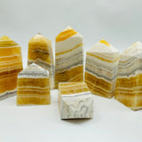 White & Yellow Calcite Four-Sided Tower Point Wholesale -Wholesale Crystals