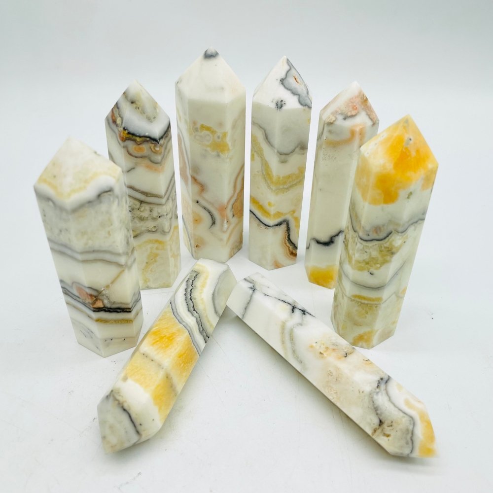 White & Yellow Calcite Tower Point Wholesale -Wholesale Crystals