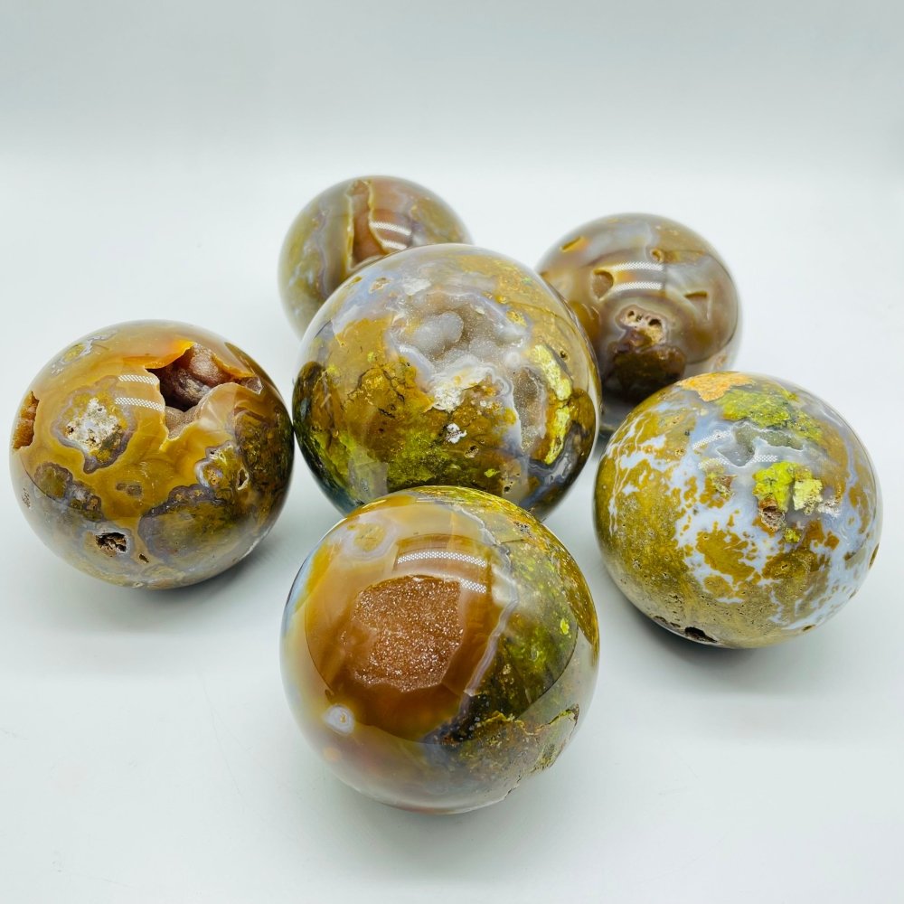 Yellow Agate Geode Sphere Ball Wholesale -Wholesale Crystals
