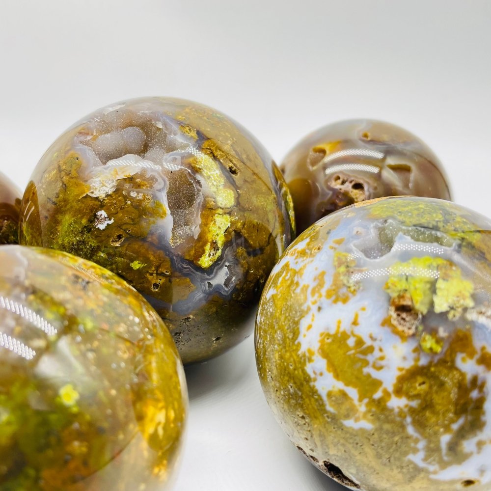 Yellow Agate Geode Sphere Ball Wholesale -Wholesale Crystals