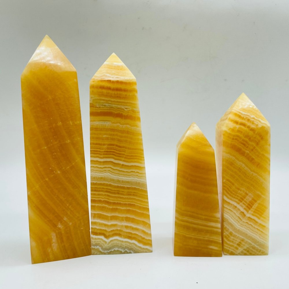 Yellow Calcite Fat Four-Sided Tower Point Wholesale -Wholesale Crystals