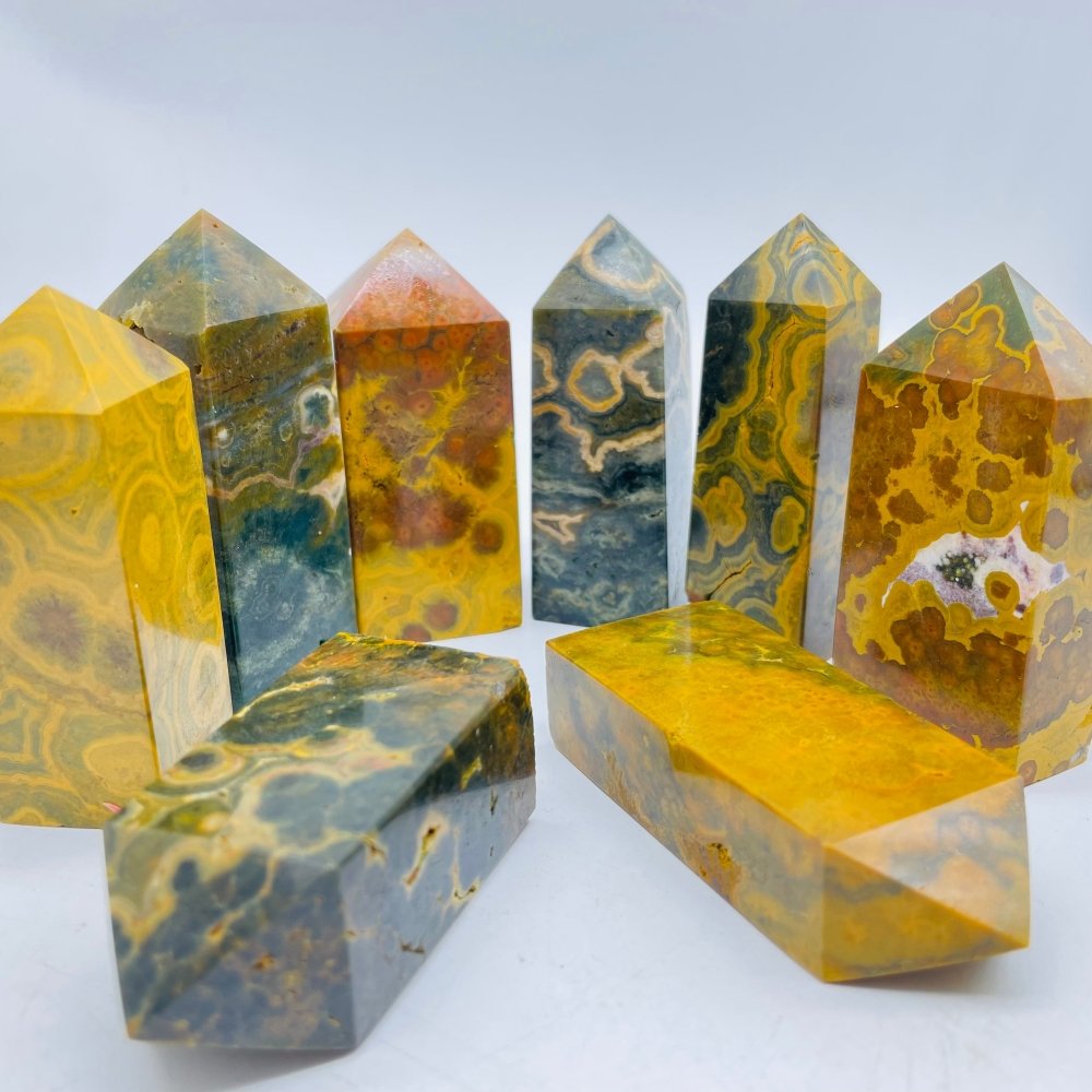 Yellow Ocean Jasper Four-Sided Tower Points Wholesale -Wholesale Crystals